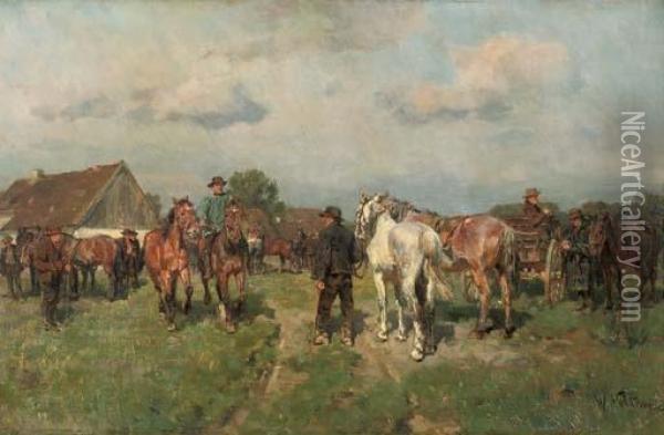 The Horse Market Oil Painting - Wilhelm Velten