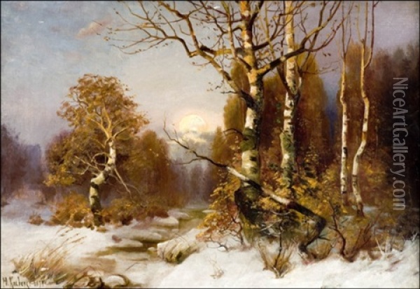 Talvimaisema Oil Painting - Yuliy Yulevich (Julius) Klever