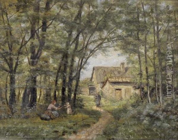 Bretonischer Bauernhof Oil Painting - Antoine Eugene Lambert