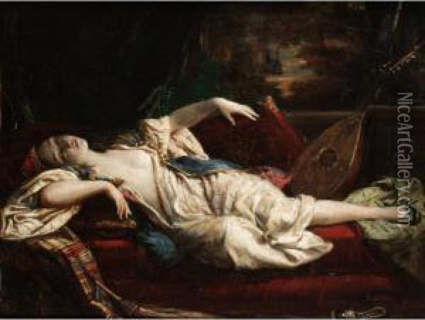 A Sleeping Lady Oil Painting - Alexandre-Marie Colin