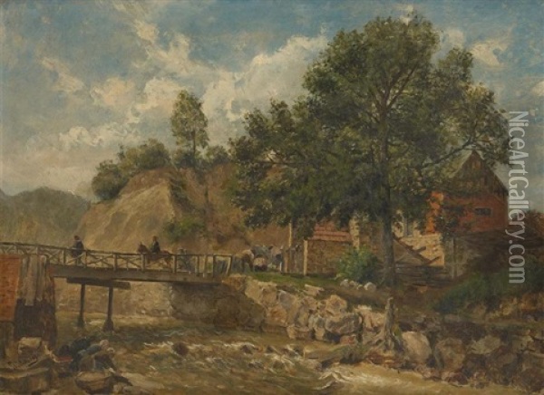 Le Franchissement Du Ruisseau Oil Painting - Gustave Walckiers