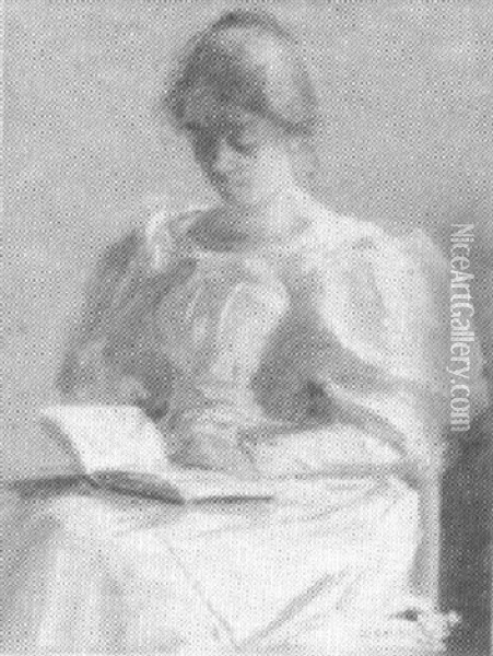 Woman Reading Oil Painting - Letta Crapo Smith