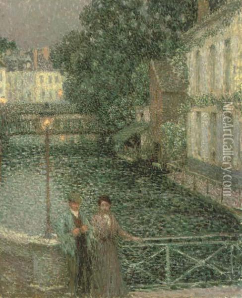 Les Amoureux, Gisors Oil Painting - Henri Eugene Augustin Le Sidaner