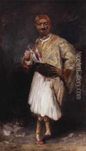 Portrait Of Comte Demetrius De Palatiano Oil Painting - Paul Huet