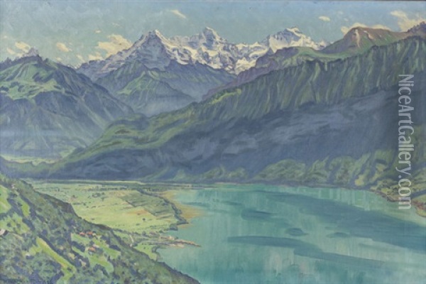 Blick Vom Beatenberg Auf Eiger, Monch Und Jungfrau Oil Painting - Waldemar Theophil Fink