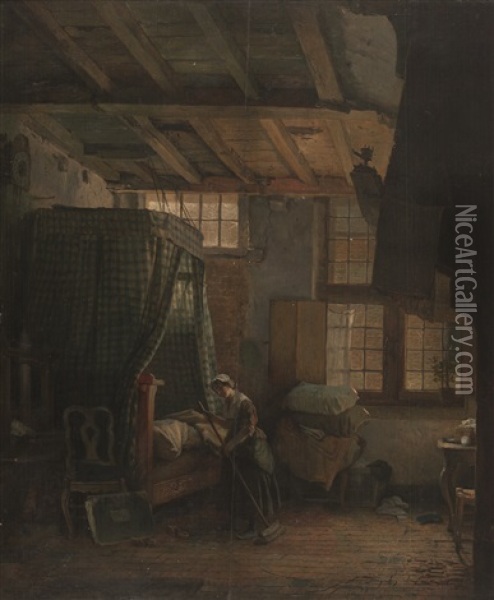 Magd Im Kunstlerzimmer Oil Painting - Ignatius Josephus van Regemorter