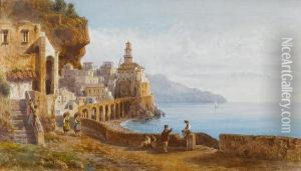 A Bay In Sorrento Oil Painting - Giovanni Giordano Lanza