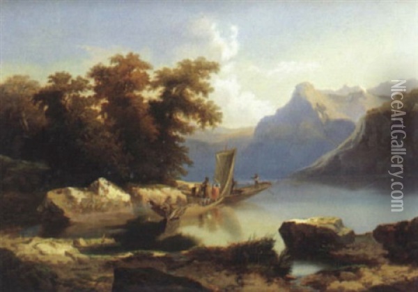 Lac Suisse Oil Painting - Jean Marc Benjamin Tepping