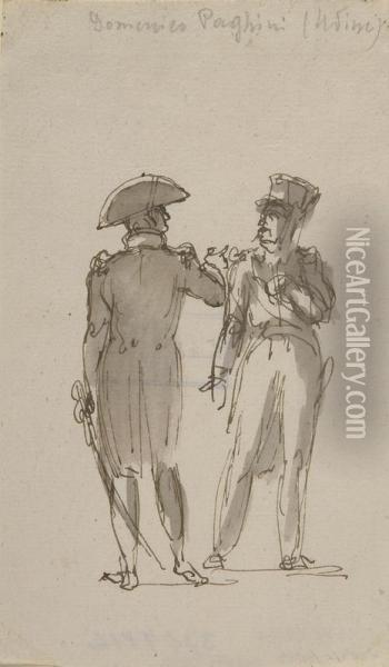 Zwei Soldaten. Oil Painting - Domenico Paghini