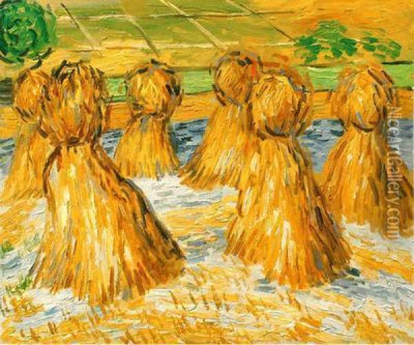 Sheaves Of Wheat Oil Painting - Vincent Van Gogh