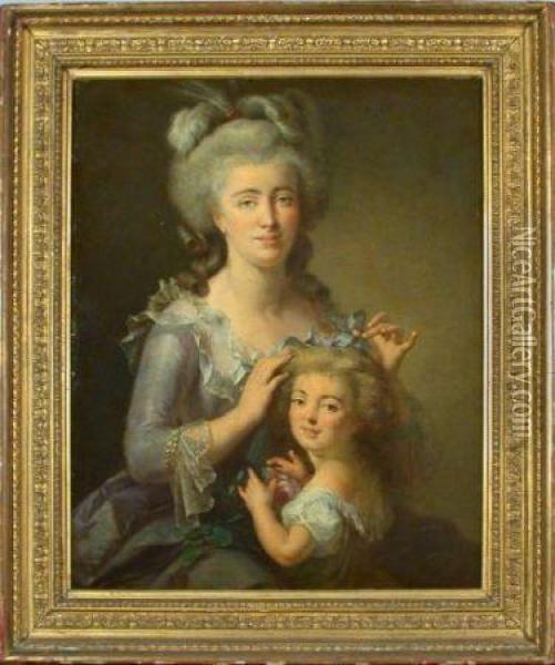 Portrait Of A Mother And Child Oil Painting - Marie Lebrun