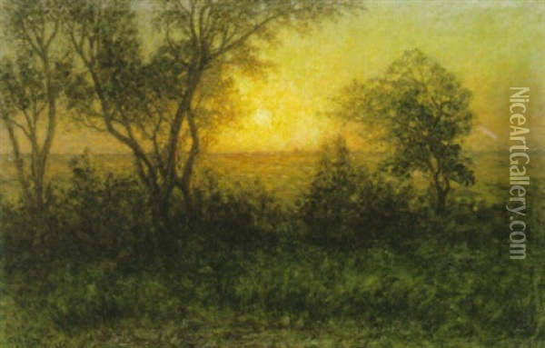 Solnedgang Over Alvaret Oil Painting - Per Ekstroem