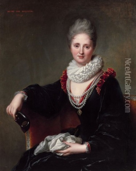 Portrait De Madame Pelletier Des Forts Oil Painting - Jean-Baptiste Santerre