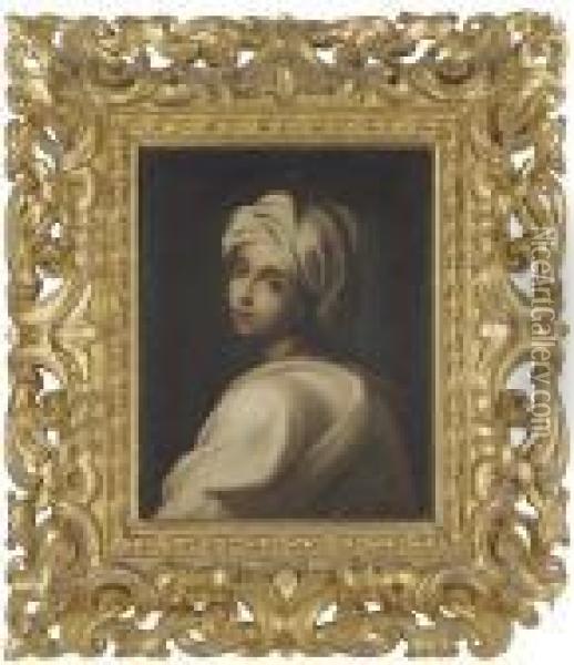 Portrait Of A Girl In A White Headdress Oil Painting - Guido Reni
