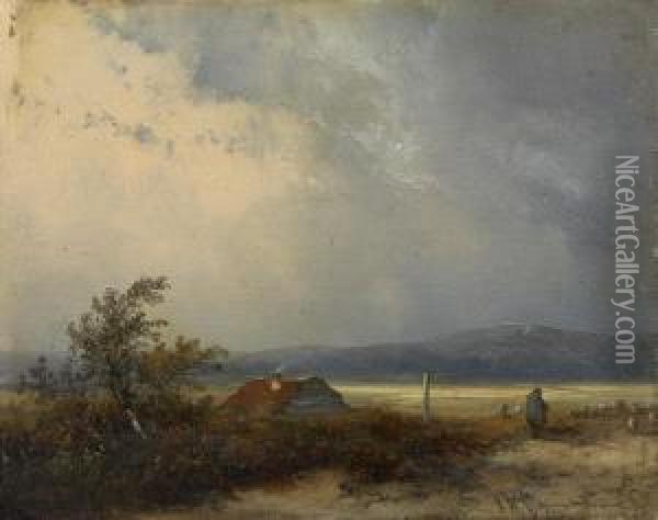 Weidelandschaft Oil Painting - Johannes Franciscus Hoppenbrouwers
