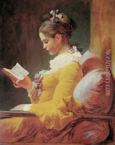 Young Girl Reading Oil Painting - Jean-Honore Fragonard