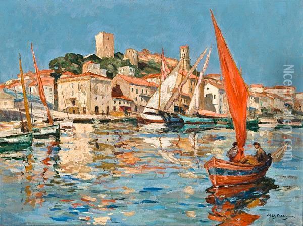 The Old Port Of Cannes Oil Painting - Jules Eugene Pages