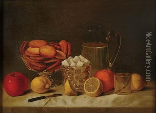 Still Life With Fruit And Sweets Oil Painting - John F. Francis
