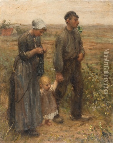 Bauernfamilie Mit Kind Oil Painting - Bernardus Johannes Blommers