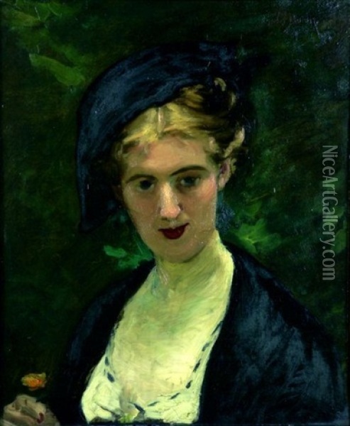 Femme Au Chapeau Oil Painting -  Carolus-Duran