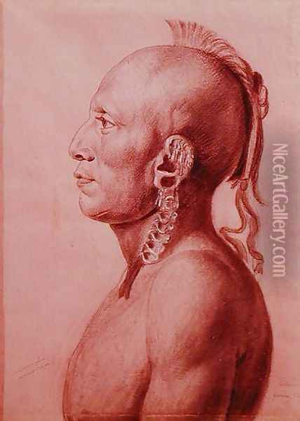 Cachasunghia, an Osage Warrior, 1806 Oil Painting - Charles Balthazar J. F. Saint-Memin