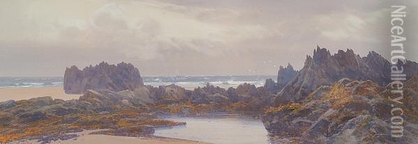 The Coast At Bude Oil Painting - Frederick John Widgery