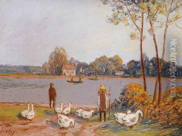 By the River Loing Oil Painting - Alfred Sisley