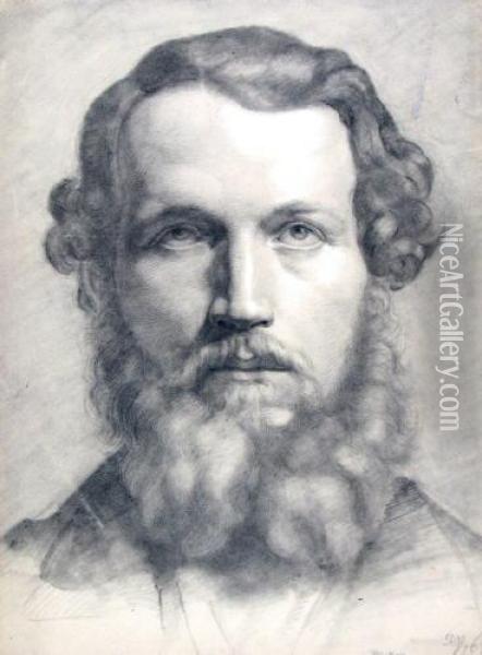 Schulterbild Eines Mannes Mit Bart. Oil Painting - Georg Heinrich Buttner