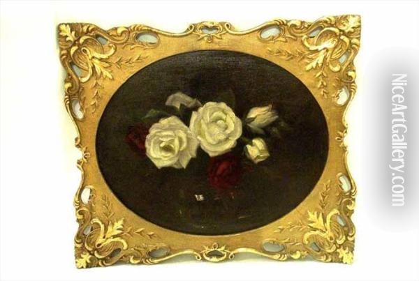 White And Red Roses Oil Painting - James Stuart Park