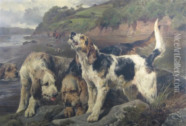 An Otter Hunt Oil Painting - John Sargent Noble