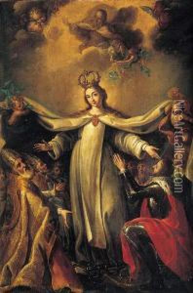 La Virgen De La Merced, Madre De Misericordia Oil Painting - Miguel Jacinto Melendez