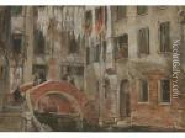 A Backwater In Venice Oil Painting - James Holland
