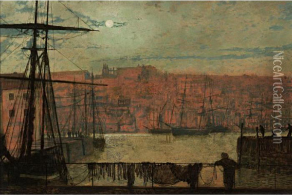 Whitby From Station Quay Oil Painting - John Atkinson Grimshaw