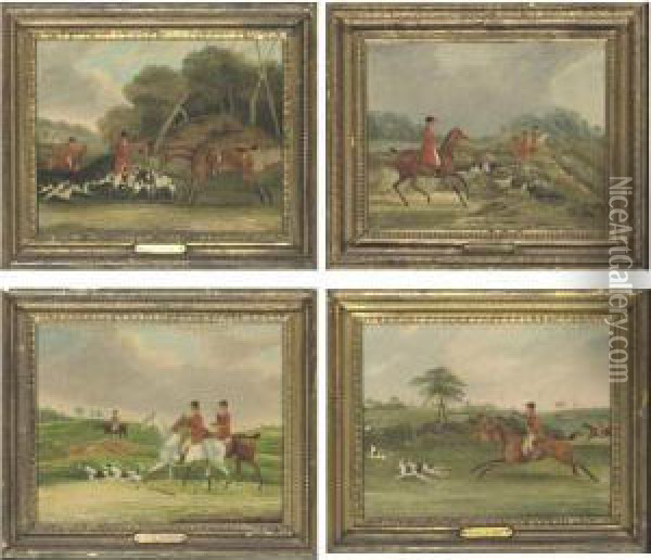 The Meet; The Find; Full Cry; The Kill: A Set Of Four Oil Painting - Samuel Jun Alken