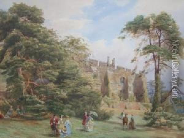 Berkeley Castle From The Slopes Oil Painting - George Row Clarke