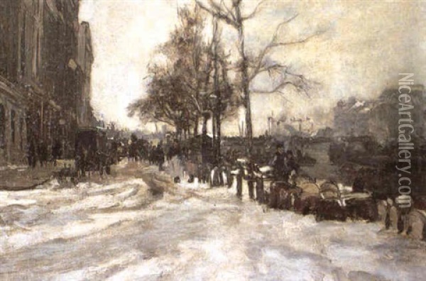 Winter- Rotterdam Oil Painting - Johan Hendrik van Mastenbroek