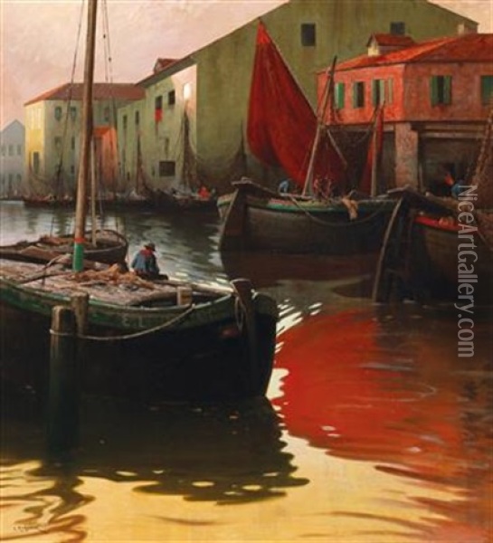 Motif Of Chioggia Oil Painting - Adolf Kaufmann