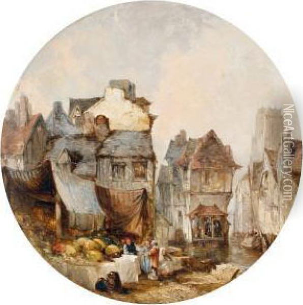 A Market Scene Oil Painting - Henry Schafer