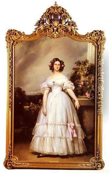 A Full-Length Portrait Of H.R.H Princess Marie-Clementine Of Orleans Oil Painting - Franz Xavier Winterhalter