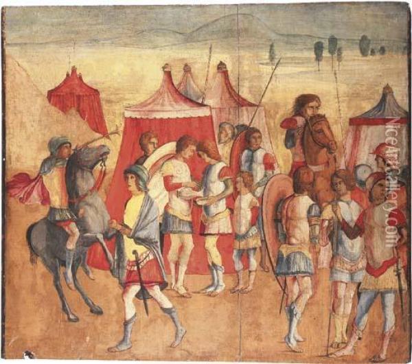 A Roman Encampment Oil Painting - Nicoloursino V. Ii Giolfino