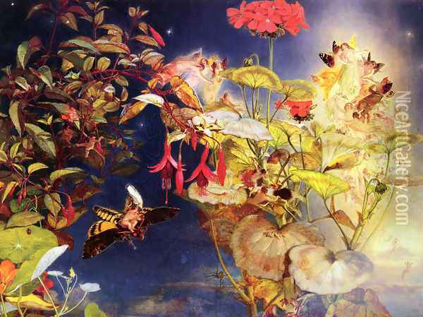 Elves and Fairies- A Midsummer Night's Dream 1856 Oil Painting - John George Naish