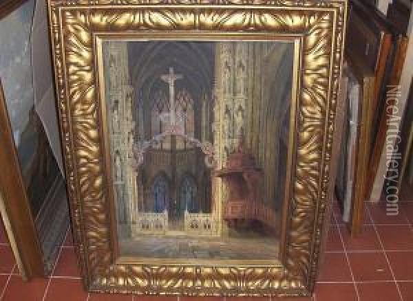 Cathedral Interior Oil Painting - J.F. Barry Pittar