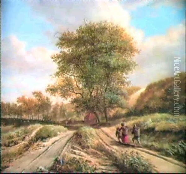 Travellers On A Country Path Oil Painting - Vincent Laurensz van der Vinne the Younger