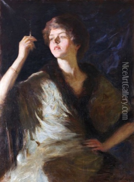 La Cigaretta Oil Painting - Isaac Henry Caliga