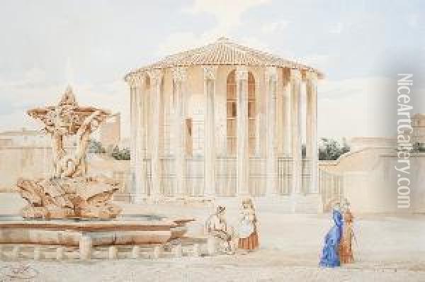 Tempio Di Vesta, Roma Oil Painting - Roberto Gigli