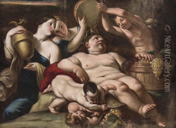 Der Weingott Dionysos Als Kind Wird Gefeiert Oil Painting - Carlo Cignani
