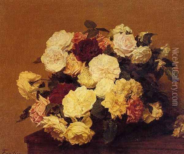 Roses XII Oil Painting - Ignace Henri Jean Fantin-Latour