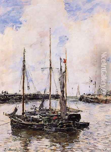 Entrance to the Port of Trouville Oil Painting - Eugene Boudin