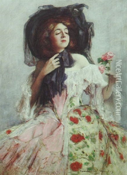 English Rose Oil Painting - Mortimer Luddington Menpes