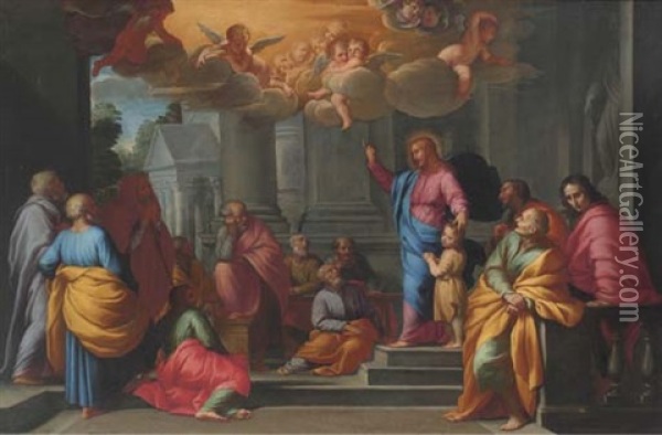 Christ Blessing The Children: Matthew, Xix: 13-15 Oil Painting - Pietro da Cortona